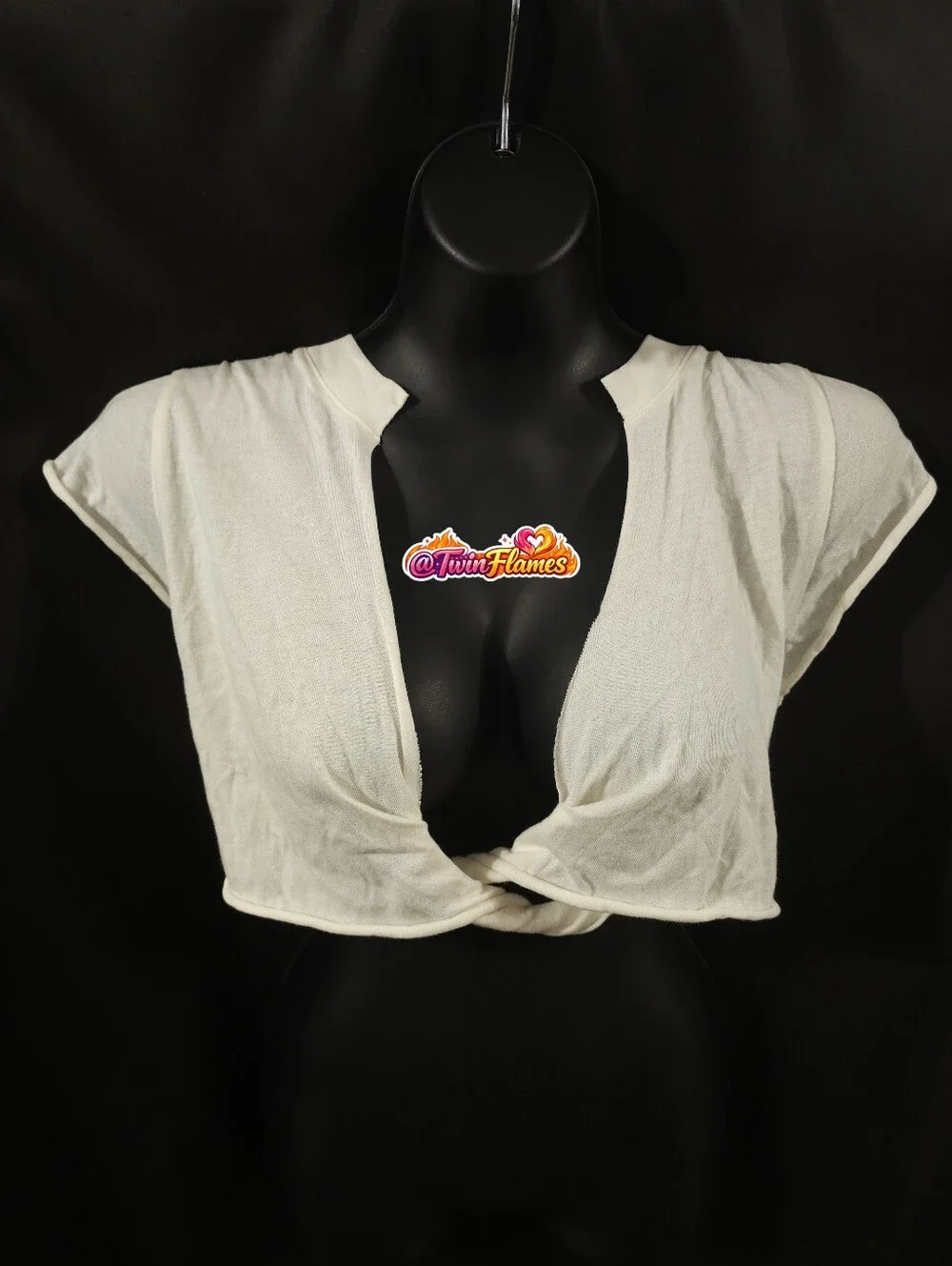 Skims Cotton Jersey Cover-Ups Twisted Plunge T-shirt CU-STT-7213W Egret Medium